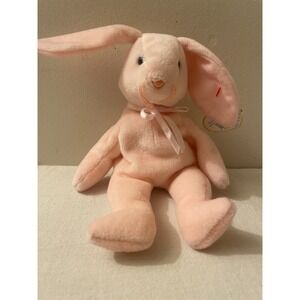 Ty Beanie Baby Hoppity Bunny Plush‎ Stuffed Animal Toy Pink Ribbon Easter